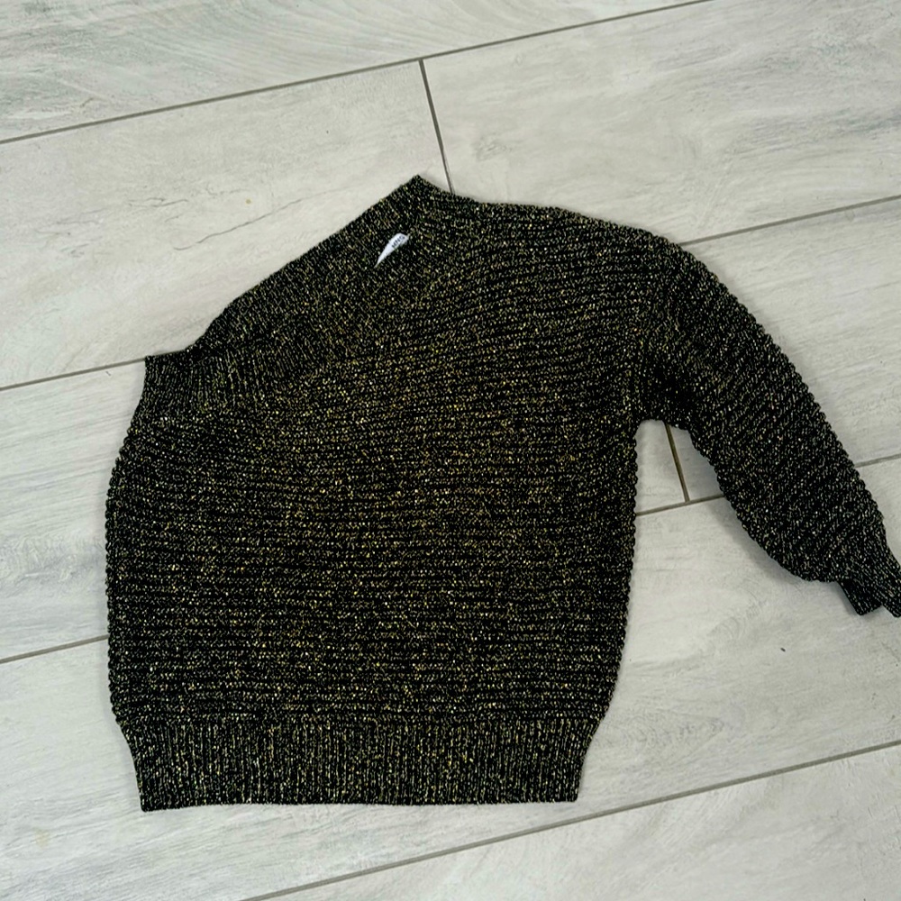 Mango one shoulder metallic knit top
